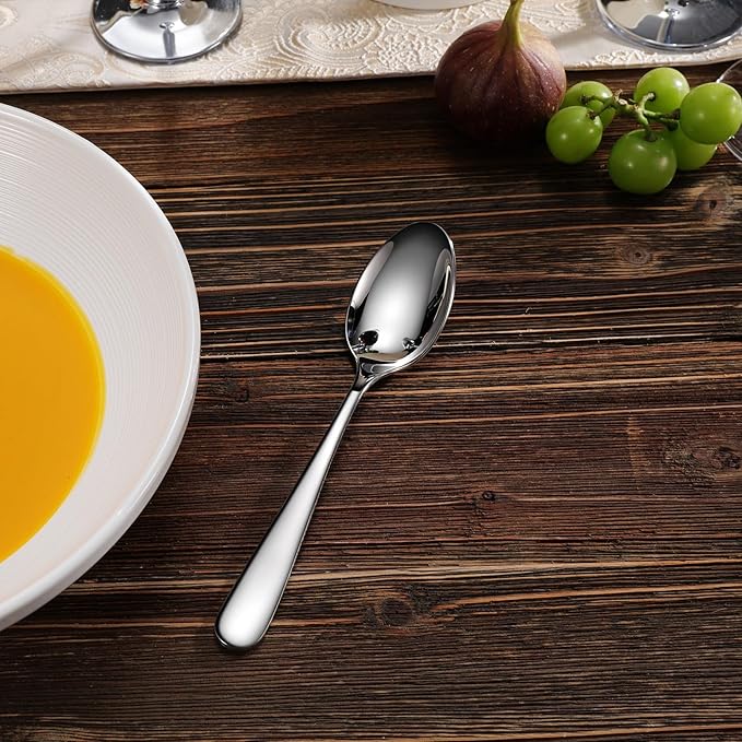 KEAWELL Premium Louise Spoons Set, Set of 4, 18/10 Stainless Steel, Exceptional mirror finish, Dishwasher Safe (7.6" Dinner Spoon)