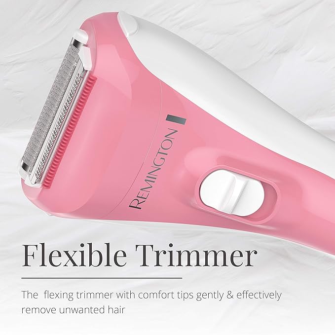 Remington WDF4821US Smooth & Silky Electric Shaver for Women, 3-Blade Cordless Foil Shaver and Bikini Trimmer for Wet or Dry Use, Pink-BrightBean Baby