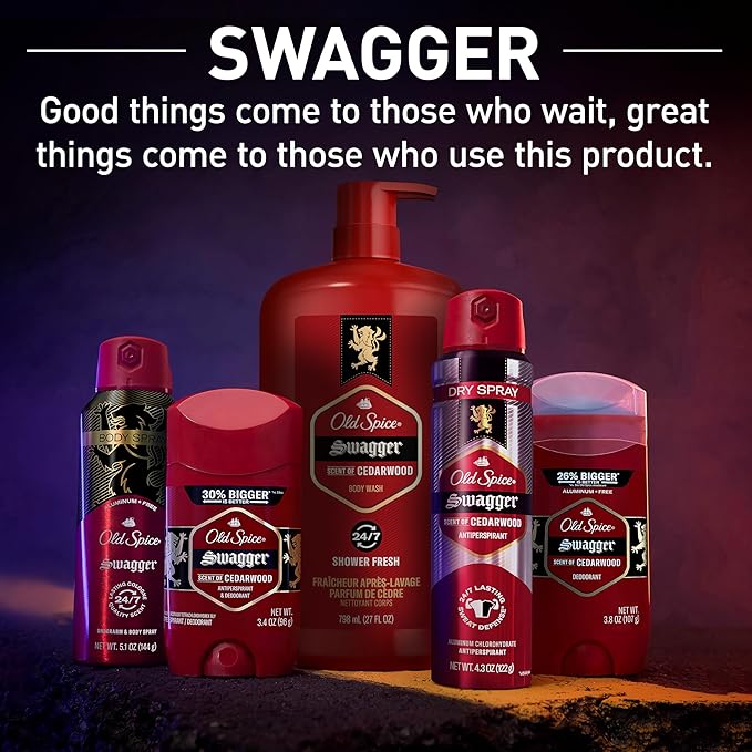 Old Spice Swagger Scent of Confidence, Body Wash for Men, 24 fl oz (Pack of 4)-BrightBean Baby