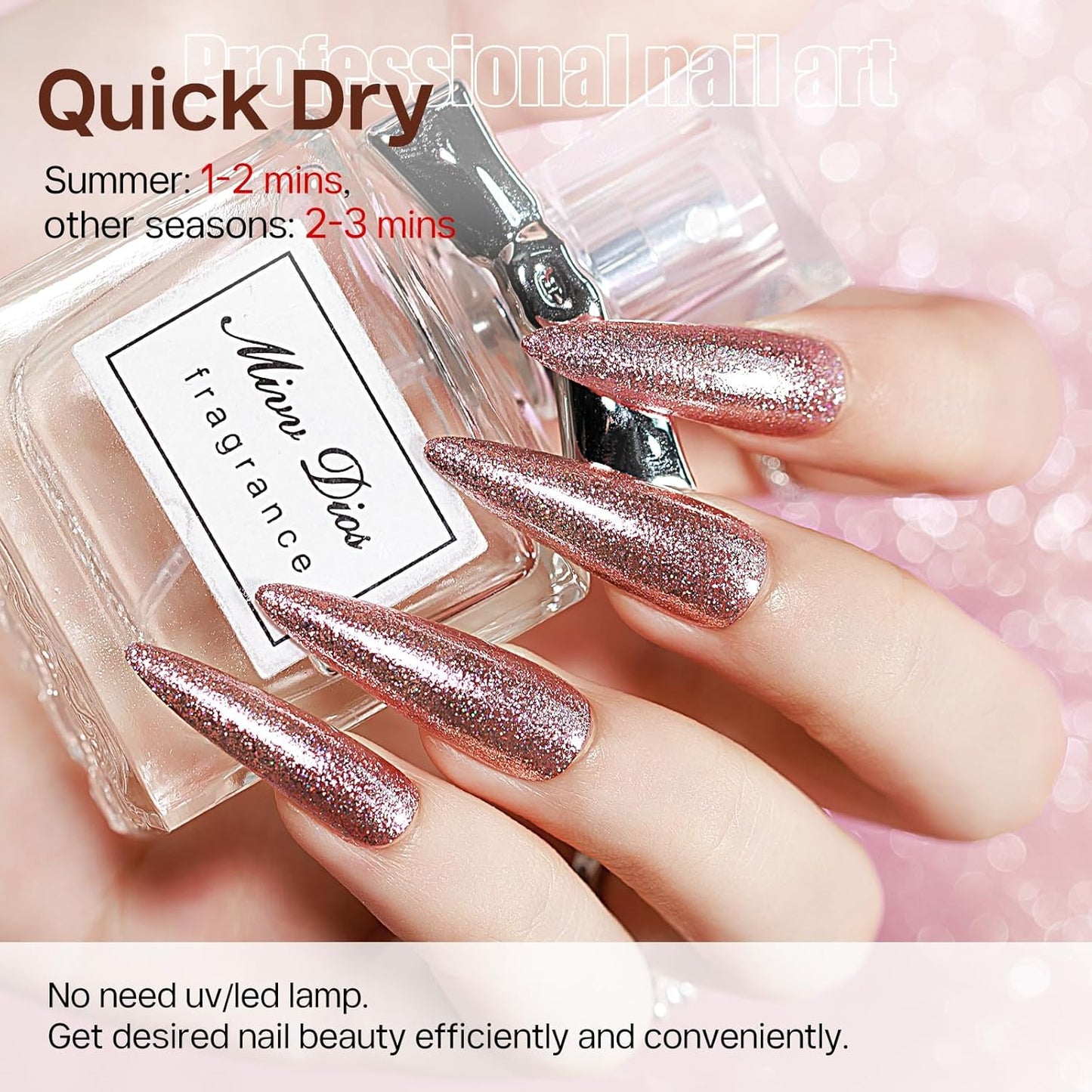MIZHSE Quick Dry Glitter Brown Nail Polish, Fall Color Nail Polish Air Dry Fast, 15ml High Glossy Sparkly Shiny Shimmer Nail Art Salon Manicure Home-BrightBean Baby
