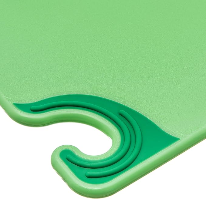 San Jamar Saf-T-Grip Plastic Cutting Board with Safety Hook, 12" x 18" x 0.5", Green, (Pack of 6)