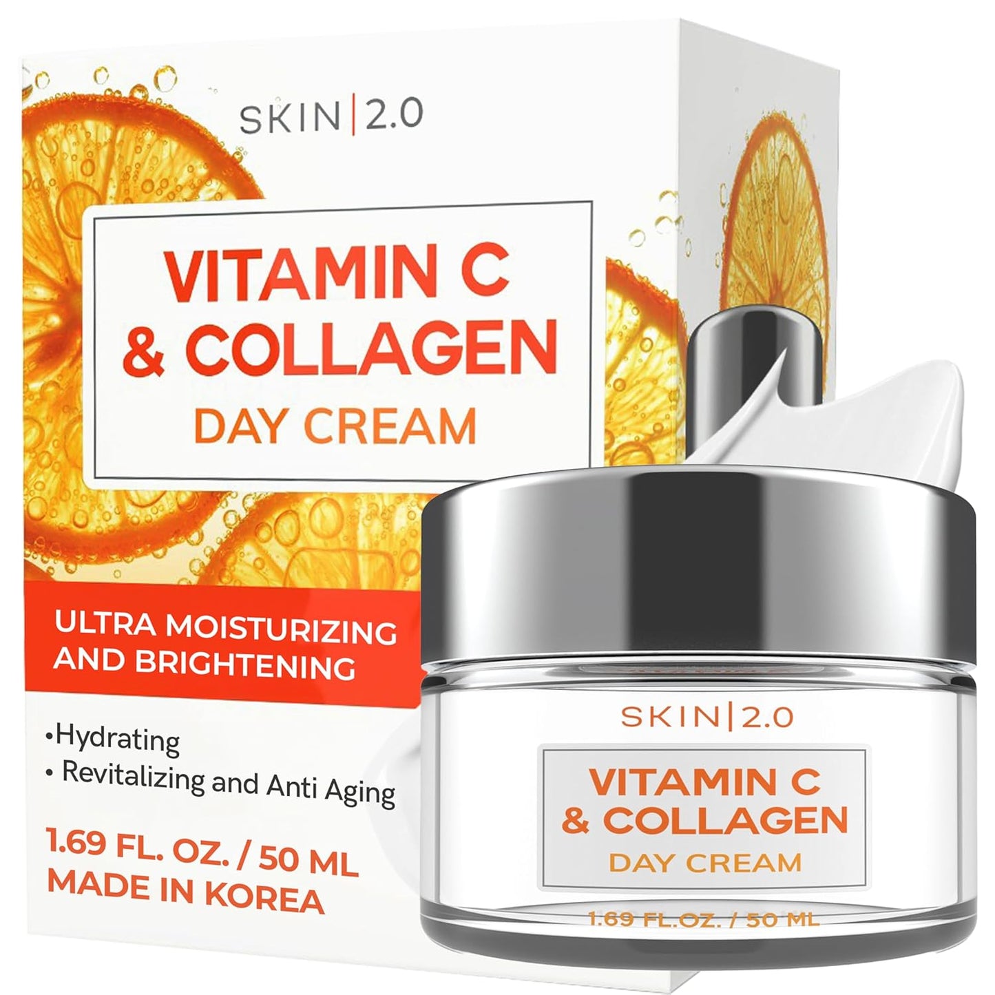 Vitamin C & Collagen Face Moisturizer - Dermatologist Tested, Anti-Aging, Skin Tightening - Brightening, Clean Beauty, Cruelty-Free, Korean Skincare for All Skin Types - 1.69 Fl oz-BrightBean Baby