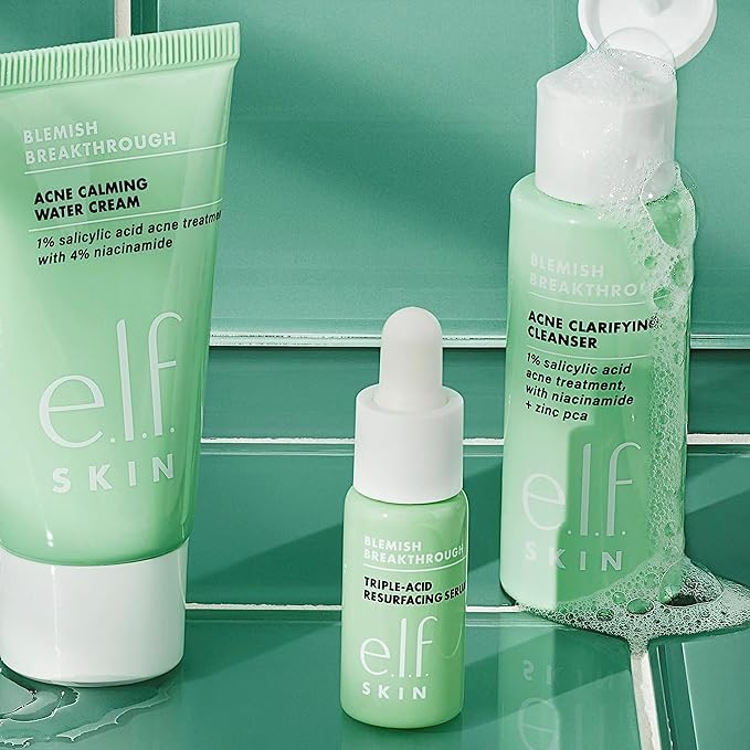 e.l.f. SKIN Blemish Breakthrough Blemish Control Basics Kit, Travel-Size Acne Skincare Routine, Cleanser, Serum & Moisturizer, Vegan & Cruelty-Free-BrightBean Baby