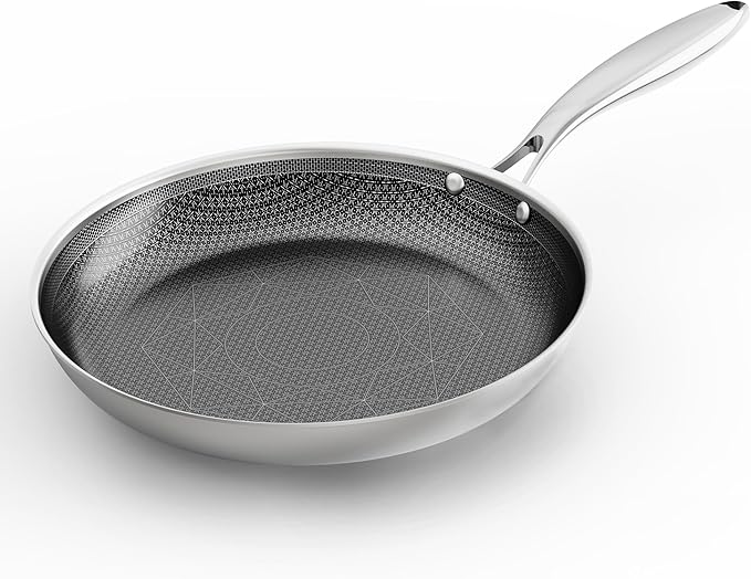 COOKING KING 10 Inch Stainless Steel Pan - Hybrid Nonstick Frying Pan Skillet