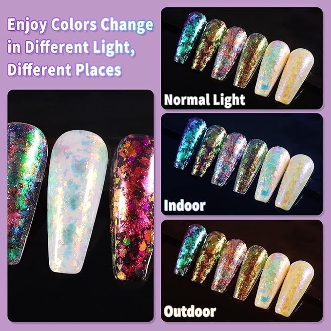 Allstarry 4 Colors Chameleon Flakes, Premium Sparkle Colorshift Pigment Powder for Epoxy Resin Slime Tumbler Making DIY Project Scrapbook Makeup Nail Art Paint Decoration-BrightBean Baby