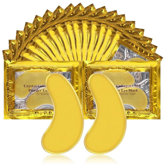 Under Eye Patches, 20pcs Eye Masks for Dark Circles and Puffiness Wrinkles with Collagen Hydrating 24k Gold Eye Patches for Eye Bags Around The Eyes Skincare Treatment-BrightBean Baby