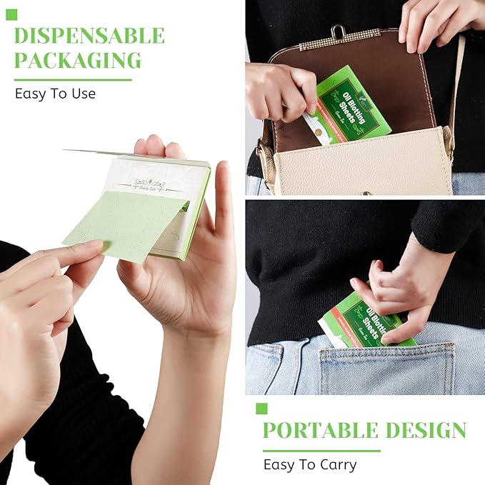Oil Blotting Sheets for Face - Green Tea,26% Larger,6pk/600 Natural Blotting Paper for Oily Skin,Makeup Friendly Oil Absorbing Sheets,Easy To Grab One-BrightBean Baby