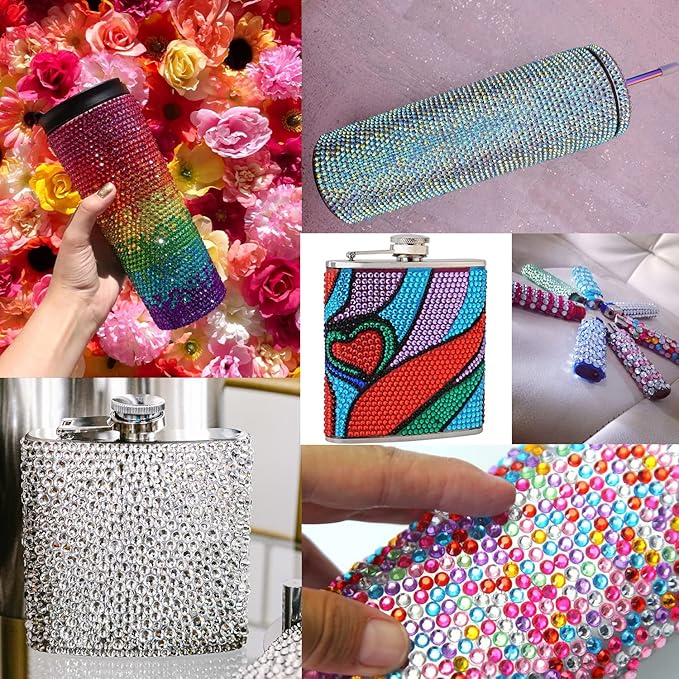 Flat Back Rhinestone Kits Colorful Rhinestones+Crystal AB&Transparent White Gems With Picker Pencil And Tweezer For Home DIY And Professional Nail Art-BrightBean Baby