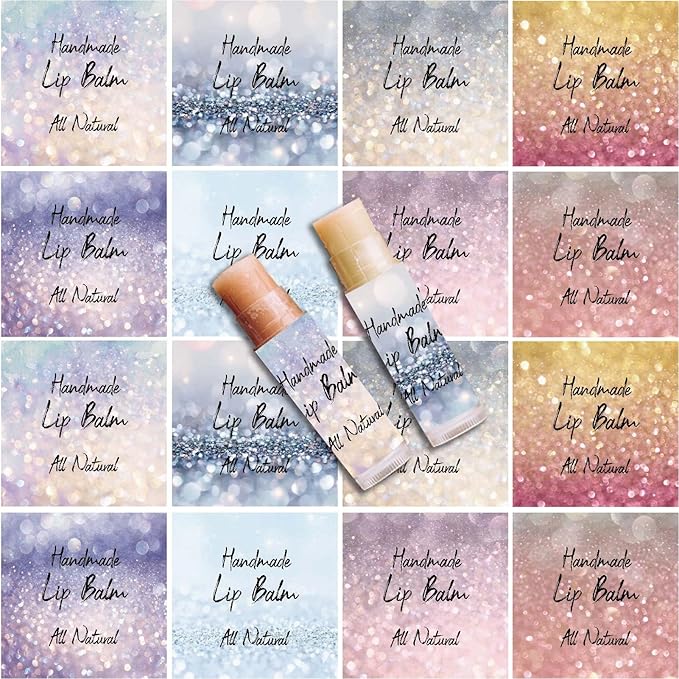 CRASPIRE 80Pcs 8 Styles Lip Balm Sticker Flash Background Self-Adhesive Homemade Lip Balm Labels Vintage Square DIY Label Stickers for Lip Balm Containers Cosmetics Lipsticks-BrightBean Baby