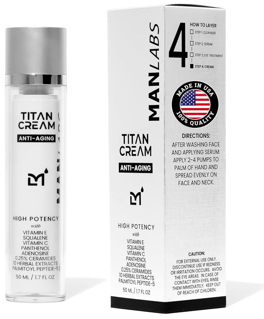 Titan Anti-Aging Mens Face Cream – Mens Face Moisturizer – For Men, Face Lotion – Men, Skin Care – Tighten, Tone, Revitalize – Ceramides, Vitamin C & E, Squalane – All Skin Types – Unscented-BrightBean Baby