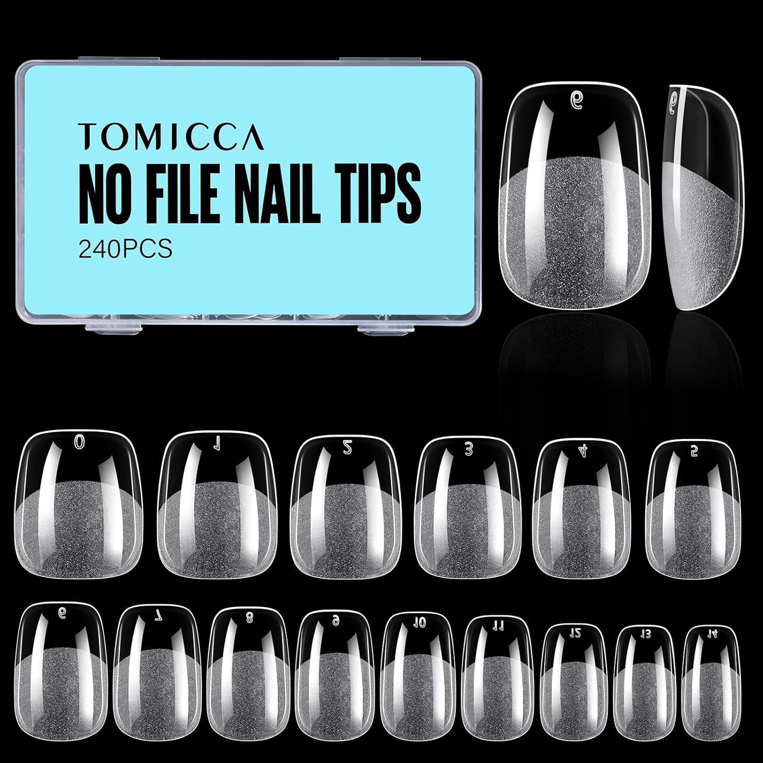 TOMICCA Extra Short Square Nail Tips,Fake Nails Half Matte Acrylic Gel Nail Tips 240Pcs Full Cover False Nails 12 Sizes for Nail Extension Home DIY Salon-BrightBean Baby