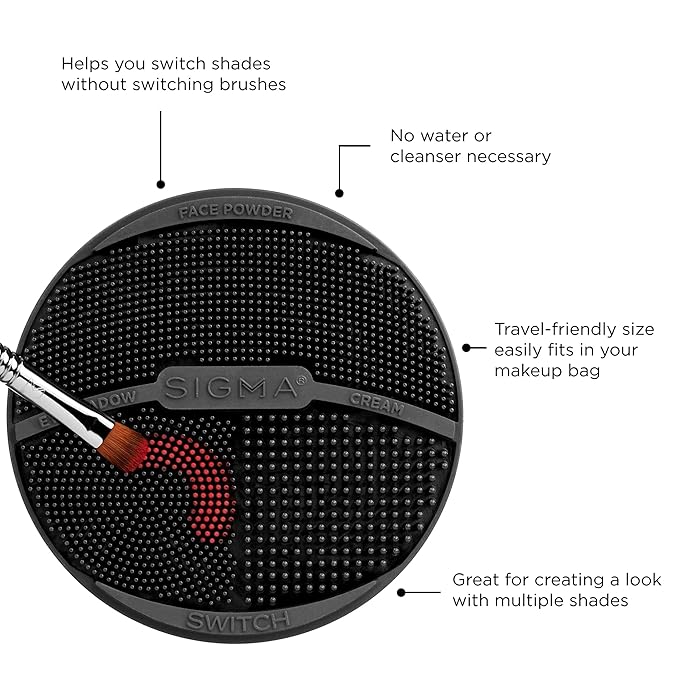 Sigma Switch by Sigma Beauty – Silicone Makeup Brush Cleaner for Switching Shades and Pigments, Switch Cleaning Mat for Superior Makeup Brush Cleaning Mid-Application (Travel Size)-BrightBean Baby