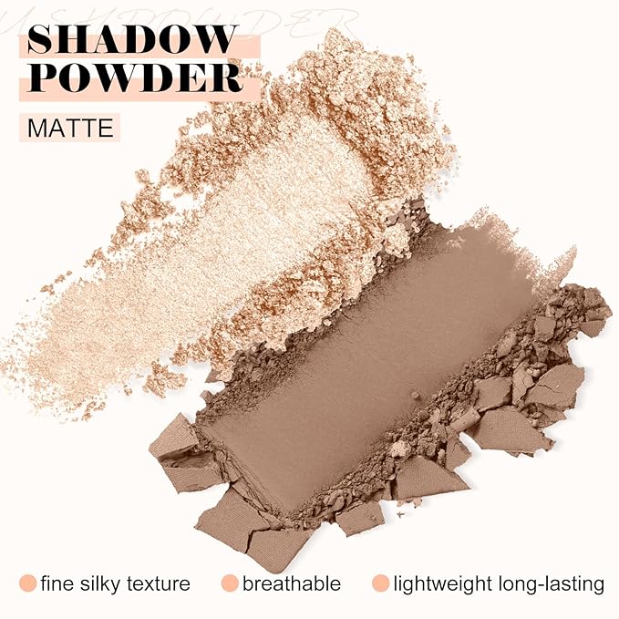 Boobeen Highlighter Contour Makeup Palette Face Matte Bronzer Powder, Compact Contouring Blush for Cheeks, Natural Long Lasting with Brush-BrightBean Baby