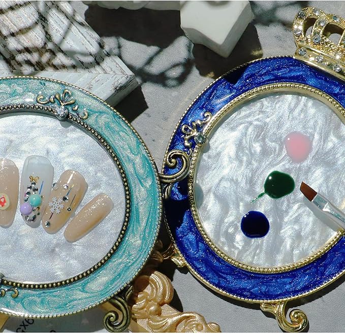 3 Pcs Nail Art Palette, Nail Art Painting Mixed Color Palettes Crown Nail Holder Retro Nail Art Display Board, Nail Art Display Tools Photography Props-BrightBean Baby