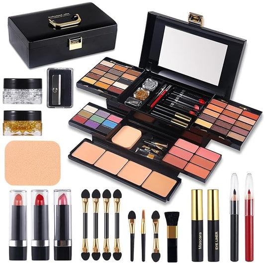 Professional Makeup Kit for Women Full Kit with Mirror 58 Colors All in One Make up Gift Set for Girls Included Eyeshadow,Compact Powder,Blusher,Lipstick,Eyebrow Pencil,Gitter Gel,Eyeliner,Mascara (N)-BrightBean Baby