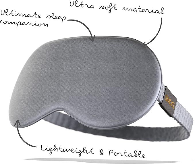 SMUG Satin Sleep Mask & Eye Mask | Travel Sleep Masks for Women & Men | Soft Sleeping Eye Mask to Nourish Skin & Reduce Dark Circles | Eye Sleep Mask Shades to Block Out Light | Cherry Blossom | Gray-BrightBean Baby