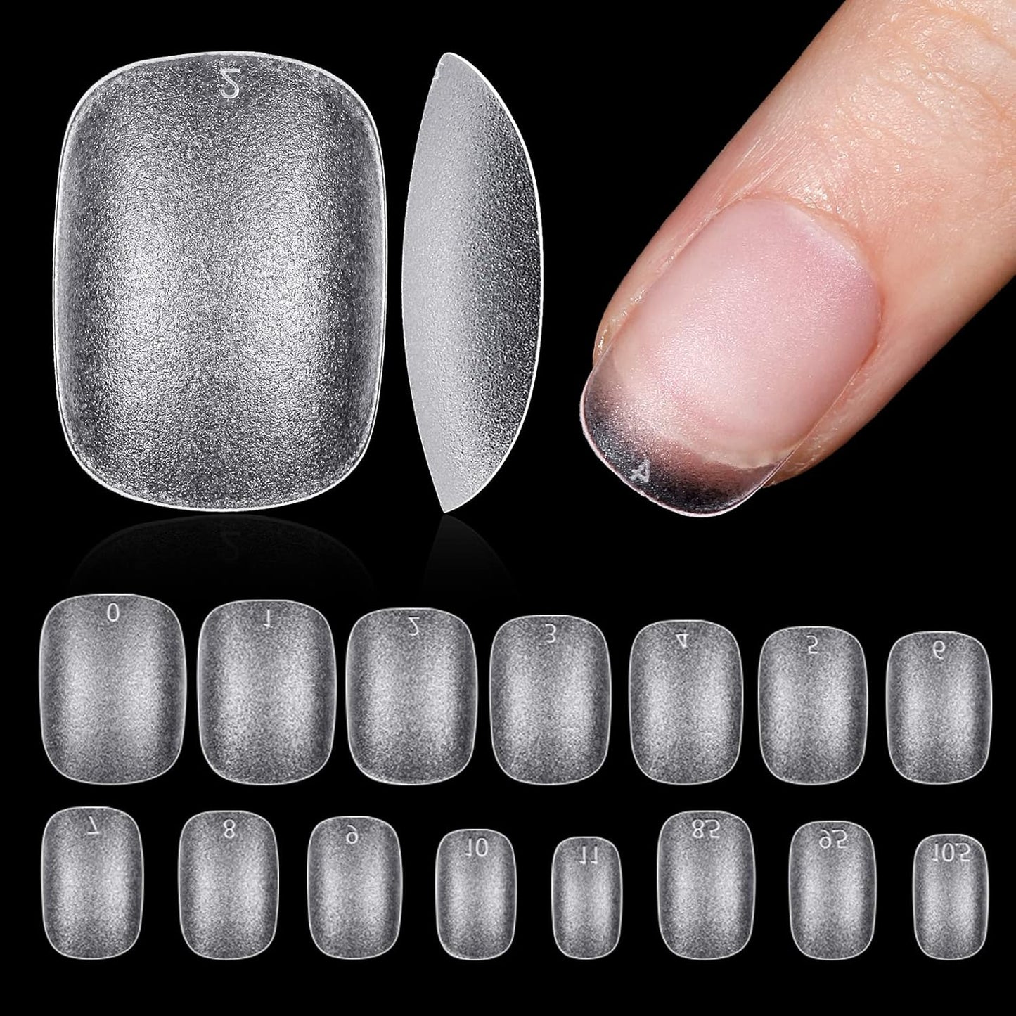 TOMICCA Extra Short Oval Nail Tips, Acrylic Double Sided Matte Fake Nails for Extension,240Pcs 15 Sizes Press On Nail Tips for Home DIY Art Women Girls-BrightBean Baby