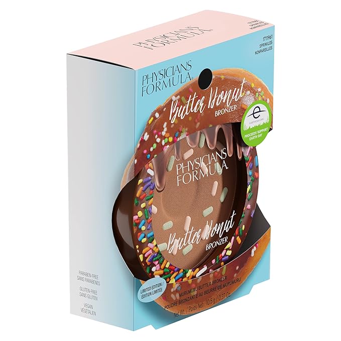 Physicians Formula Murumuru Butter Cheat Day Donut Bronzer, Lightweight, Cruelty-Free, For Sensitive Skin, Dark Shimmer Cream Bronzer, 0.38Oz, Sprinkles-BrightBean Baby