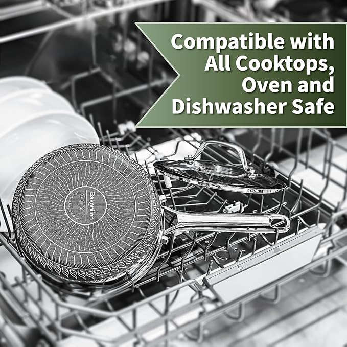 Hybrid Nonstick 1.5 QT Saucepan with Lid, Stainless Steel Honeycomb Pot with Two Pour Spouts,Compatible with All Cooktops,Dishwasher and Oven Safe