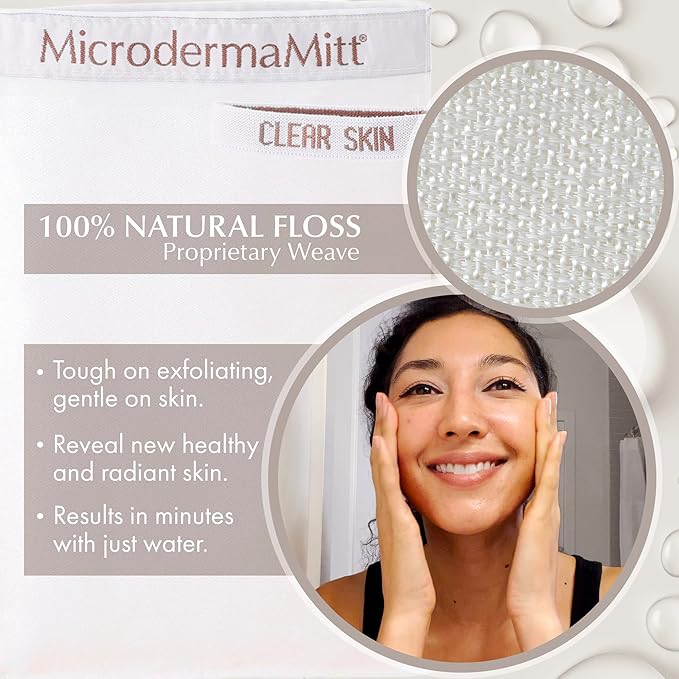 MicrodermaMitt Clear Skin Exfoliating Mitt for Face, Lips, Neck - Gentle Dead Skin Remover & Facial Scrub Clears Blackheads, Unclogs Pores, Evens Skin Tone & Texture, Lips Scrub Care, Lip Exfoliator-BrightBean Baby