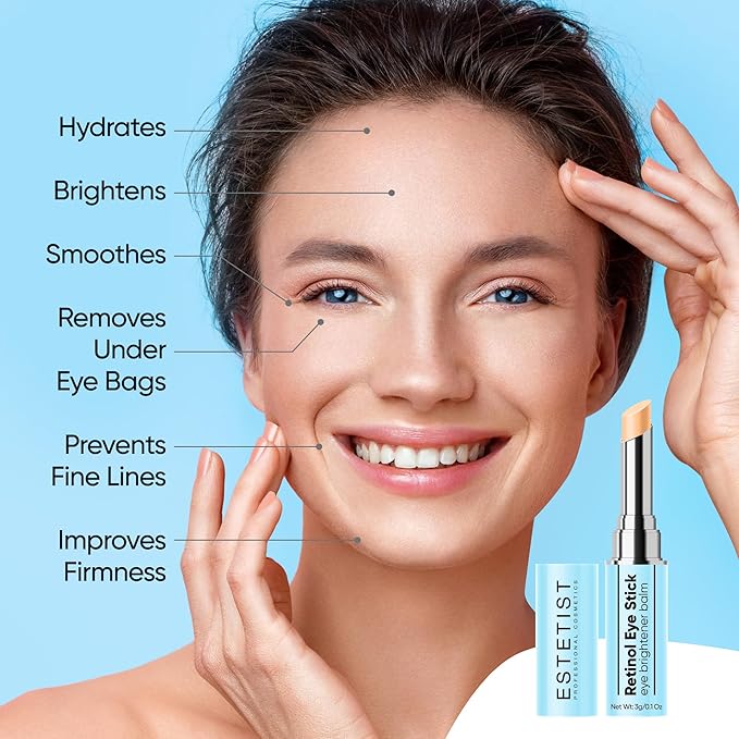 Retinol Eye Brightener Cream Stick, Vitamin C & E Enriched Under Eye Bags Care for Dark Circles, Puffiness & Anti-Aging, Hydrating Eye Balm for All Skin Types-BrightBean Baby