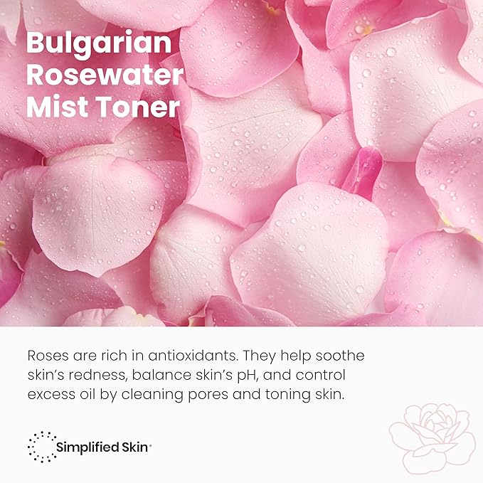 Simplified Skin Rose Water Spray for Face – Natural Organic Facial Toner – Hydrating Face & Hair Mist & Makeup Remover – Alcohol-Free 4 Fl Oz 3-Pack-BrightBean Baby