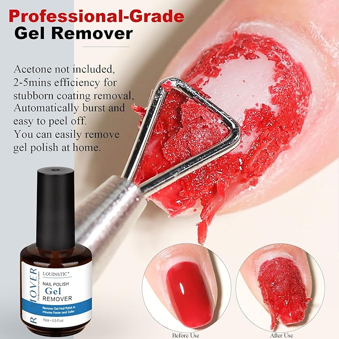 LOUINSTIC Gel Nail Remover - 1 PC,Fast Acting, No Soaking or Wrapping,2-5 Minutes to Easily Remove Gel Nail Polish,Gentle on Nails, Portable Design, Ideal for Home Nail Care Kit-BrightBean Baby