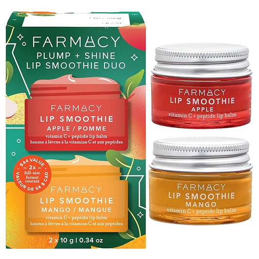 Farmacy Plump + Shine Lip Smoothie Duo - Peptide Lip Balm - Lip Moisturizer & Plumper with Vitamin C - Apple & Mango with High Gloss Finish-BrightBean Baby