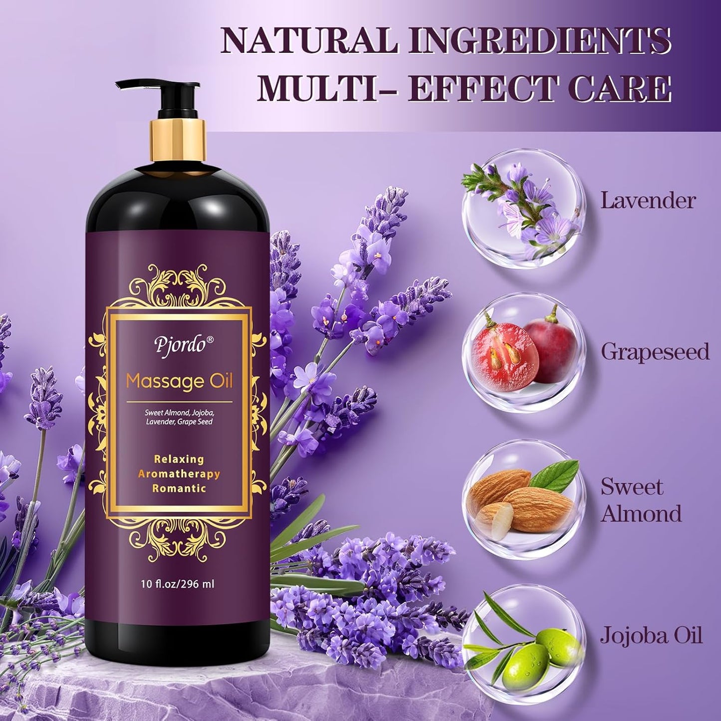 Massage Oil for Massage Therapy, Vanilla, Lavender Oil, with Massage Roller Ball, Massage Oils for Muscle Relaxing, Calming, Soothing & Moisturizing, Spa Gift Set for Her and Him-BrightBean Baby