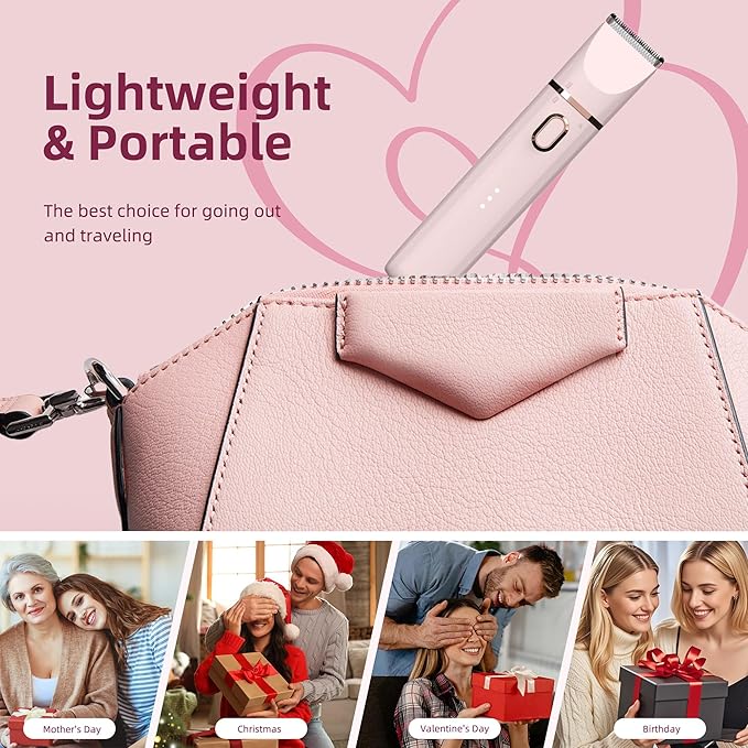 Trimmer for Women: 3 in 1 Gentle Painless Electric Razor for Women,120min Cordless Runtime,USB Charge Dock,IPX7 Waterproof Wet & Dry Use Portable Facial Razor with Ceramic Blade Travel Grooming Kit-BrightBean Baby