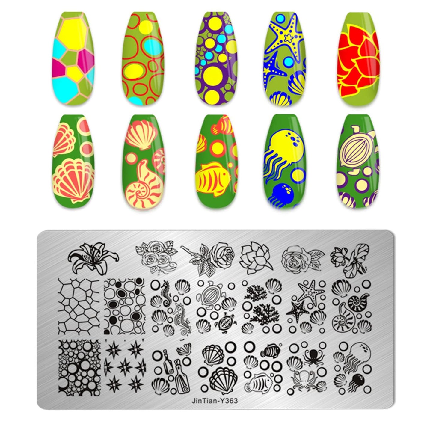 AddFavor Nail Stamper Kit - 6pcs Flower Lace Vine Stamping Plates with Silicone Stamper, Scraper & DIY Manicure Stencils-BrightBean Baby