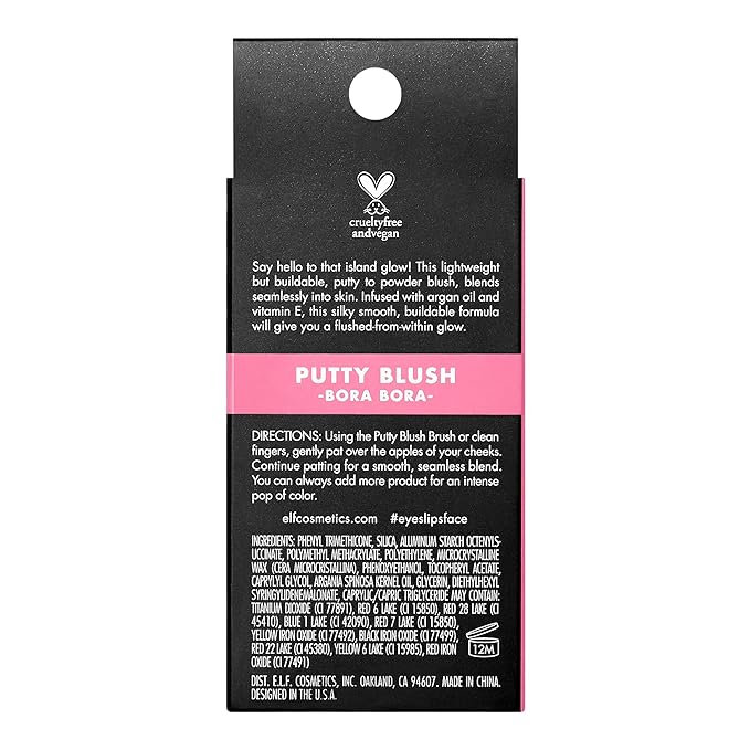 e.l.f. Putty Blush, Creamy & High-Pigment Formula For A Natural Glow, Delivers A Semi-Matte & Powder Finish, Vegan & Cruelty-Free, Bora Bora-BrightBean Baby
