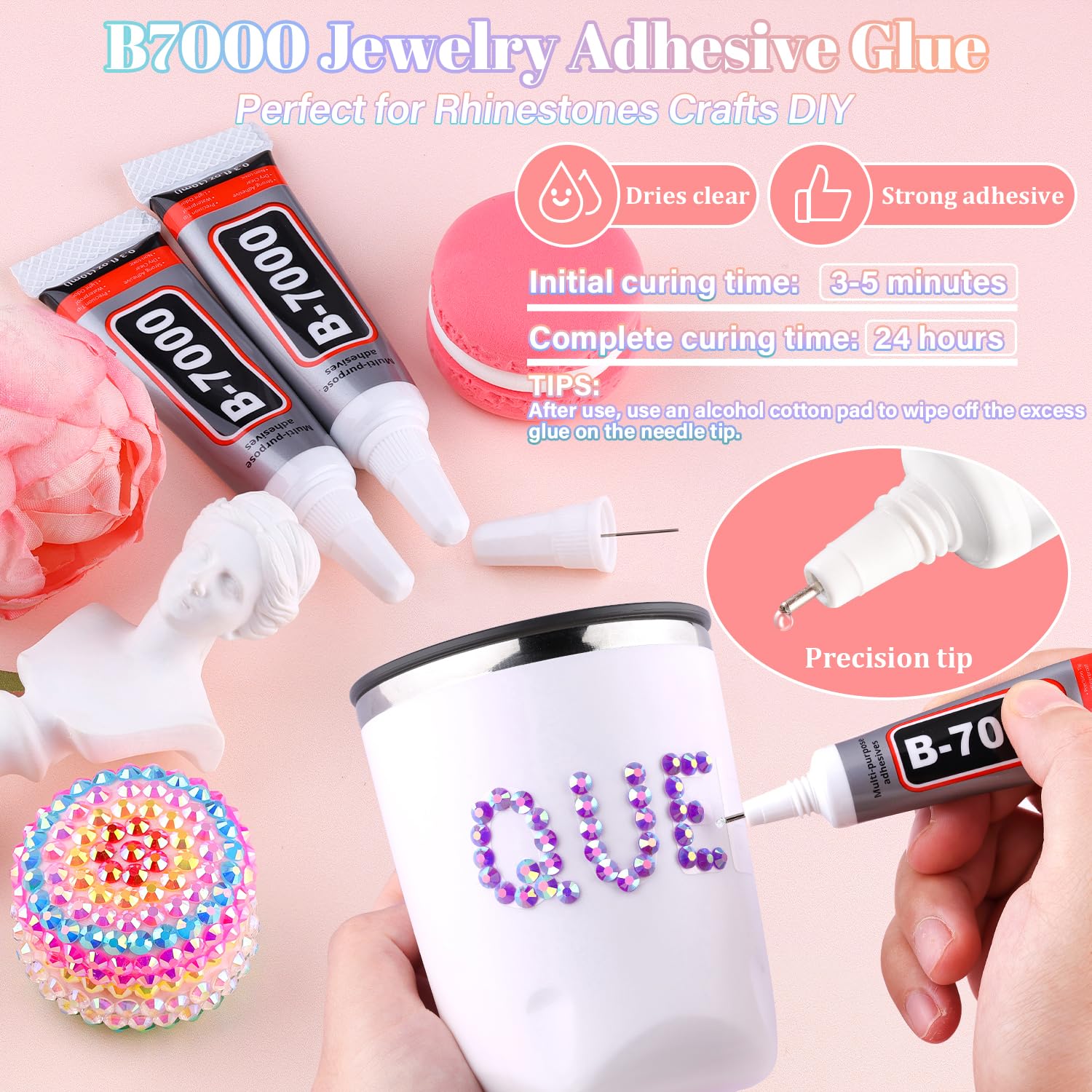 25000Pcs Resin Rhinestones with B7000 Jewelry Glue for Crafting, Dark Purple AB 2-6mm Non Hotfix Flatback Gems, Bedazzling Crystal for DIY Crafts Clothing Tumblers Mugs Shoes Fabric Decor Nail Art-BrightBean Baby