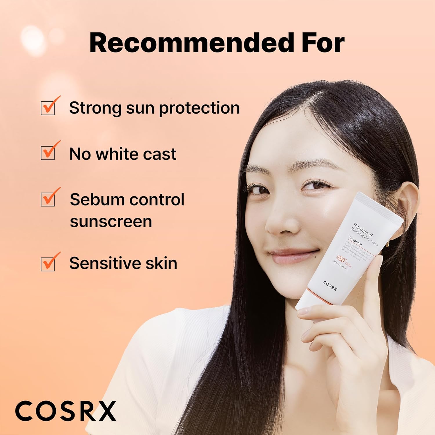 COSRX Vitamin E Vitalizing Face Sunscreen SPF 50, 1.69 fl oz, SPF Moisturizer, Lightweight under Makeup, Travel Essentials, Summer Essentials, Korean Skin Care, Korean Sunscreen for Face-BrightBean Baby