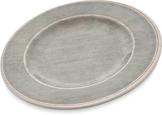 Carlisle FoodService Products Grove Reusable Plastic Plate Salad Plate with Rim for Home and Restaurant, Melamine, 9 Inches, Smoke, (Pack of 12)