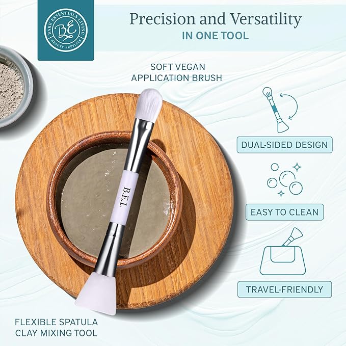 Bare Essentials Living Clay Face Mask Brush (3 Pack, White) Dual Soft Silicone Face Mask Applicator Brush Tool, Great Facial Essentials, Moisturizer Applicator & Skincare Brush for Facials-BrightBean Baby