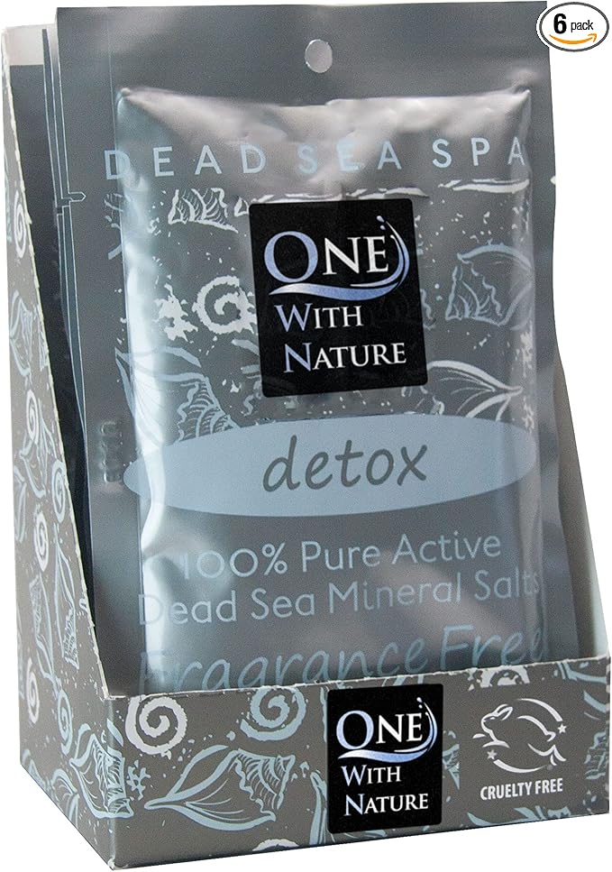One With Nature 100% Pure Dead Sea Salt for Bath Fragrance Free, 2.5oz 6Pack. High in 21 Essential Minerals, Such as Magnesium, Sulfur, Zinc, Potassium. Skin Nourishing and Therapeutic.-BrightBean Baby