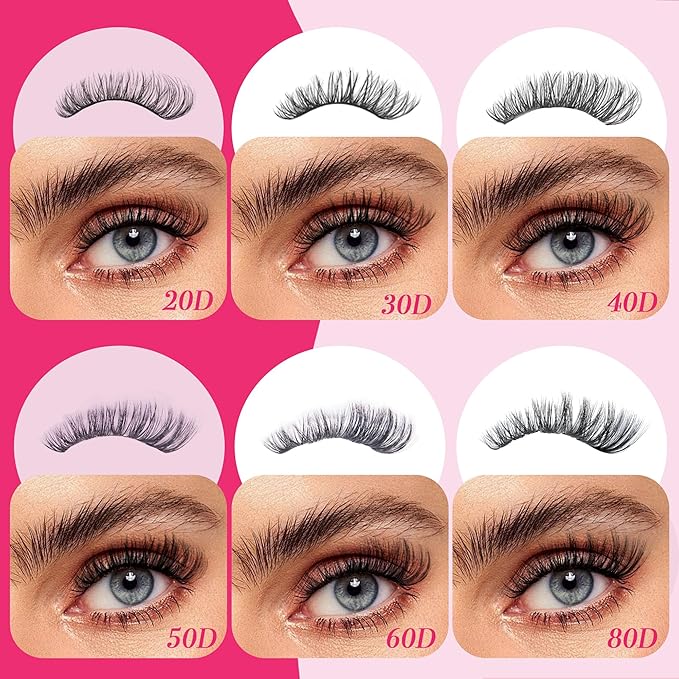 Lash Clusters 600PCS - Eyelash Clusters 20D+30D+40D+50D+60D+80D Wispy Individual Lashes D Curl Lash Extension 10-18MM Natural Lash Clusters DIY Cluster Eyelash Extensions for Beginners-BrightBean Baby