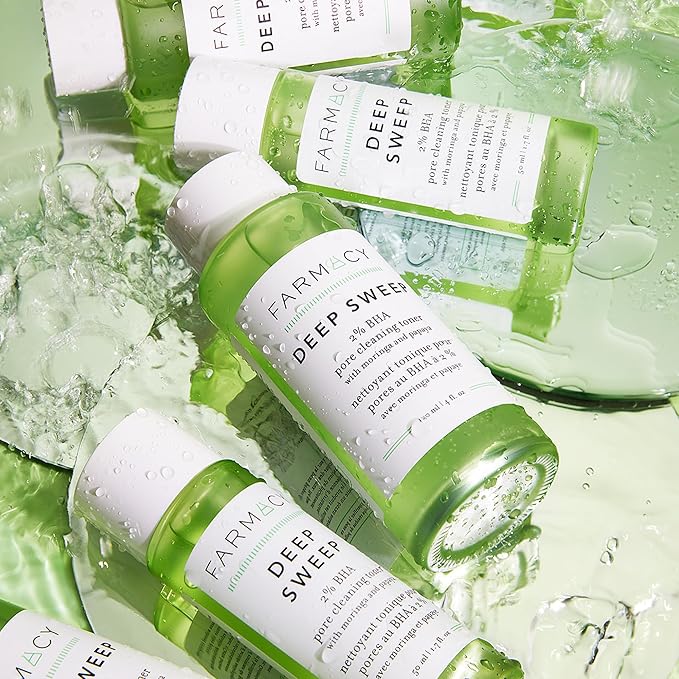Farmacy 2% Salicylic Acid Toner for Face - Deep Sweep Gentle BHA Exfoliant for Oily Skin - Refines Texture with Papaya Enzymes & Moringa Water for a Healthy-Looking Complexion (100ml)-BrightBean Baby