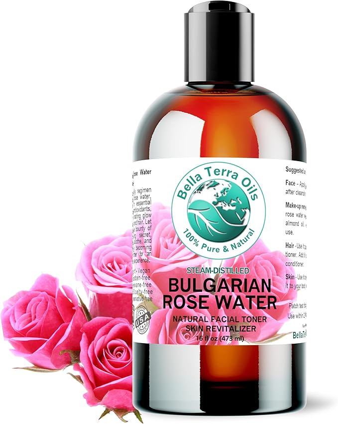 Bella Terra Oils - Rosewater Spray 16 oz - Embrace The Timeless Beauty of Pure Organic Rose Water, Ideal for Skin & Hair, Immerse in Natural Rose Fragrance-BrightBean Baby