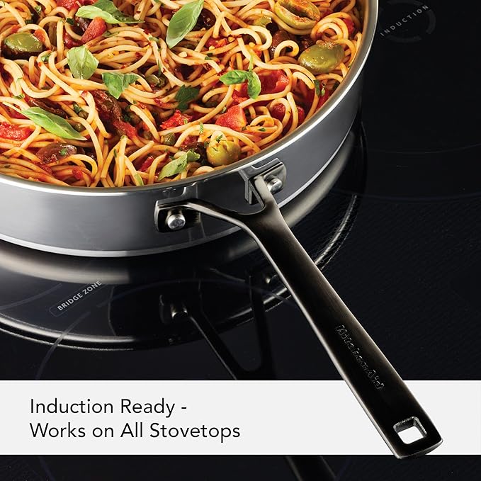 KitchenAid 5-Ply Stainless Steel Saute Pan with Lid 5 Quart