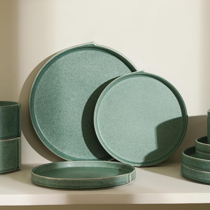 Stone Lain Bao 4-Piece Dinner Plate Set Stoneware, Green