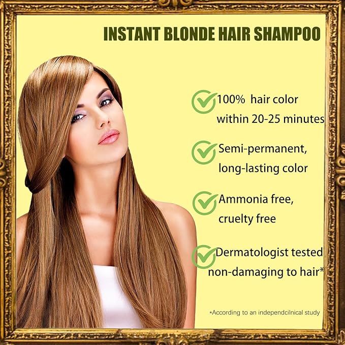 Blonde Brown Hair Dye Shampoo 3 in 1 - Instant Shampoo Para Pintar el Cabello Refresh Hair Color, Herbal Shampoo Hair Dye for Women Men, Easy to Use & Long Lasting Hair Color Shampoo 16.90 oz-BrightBean Baby