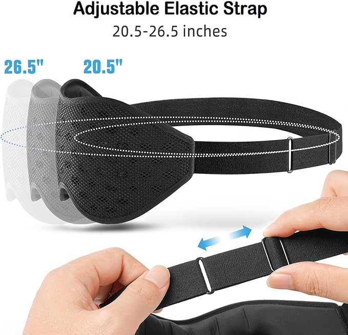 LitBear Breathable Sleep Mask, 3D Eye Mak Sleep for Side Sleepers Women Men, Light Blocking Sleeping Mask with Adjustable Strap, Soft Lightweight Eye Cover for Travel, Night Work, Nap, Office - Black-BrightBean Baby