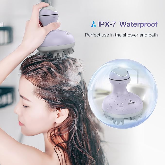 COMFIER Electric Scalp Massager with Mutlti-Modes Vibration, Portable Handheld Head Scratcher for Hair Growth,Waterproof Head Massager for Full Body,Dog Cat Massager for Deep Clean and Stress Relax-BrightBean Baby