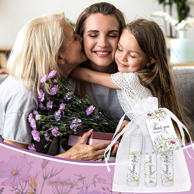 50 Set Employee Appreciation Gifts Bulk Baby Shower Favors Lip Balms Bulk Thank You Gifts Wedding Bridal Shower Bachelorette Gifts Prizes for Guests Women Teacher Coworker Nurse(Wildflower)-BrightBean Baby