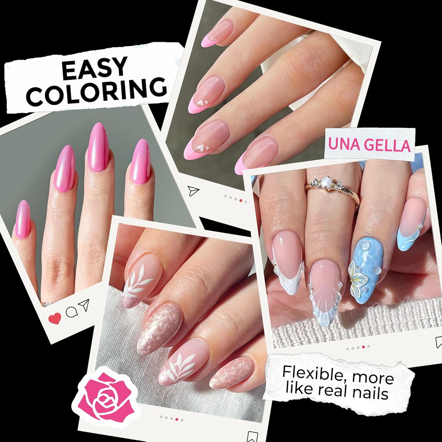 UNA GELLA Almond Nail Tips 216pcs Medium Almond Press on Nails Pre-shape Gel Fake Nails for Full Cover Acrylic French False Nails For Nail Extension, DIY Salon 12 Sizes Gelly Tips-BrightBean Baby