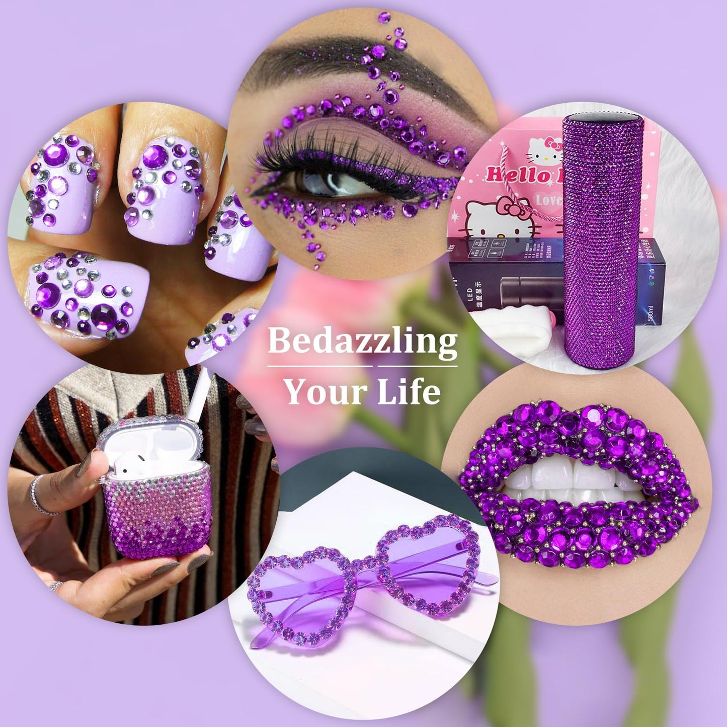 Resin Rhinestones for Crafting, 1 Box Dark Violet Multi Sizes Flatback Bedazzling Crystals for Crafts Nail Art Deco, Non Hotfix Gems Charms for Tumbler Shoes Clothing Fabric Face Makeup-BrightBean Baby