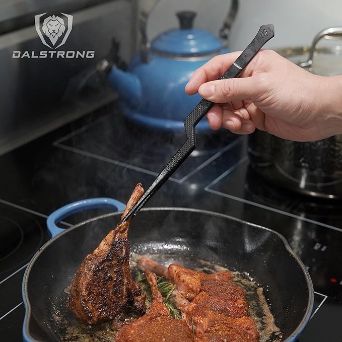 DALSTRONG Professional Food Tweezers-5 Piece Set- High-Precision Tweezer Tongs - Black Titanium Coating - Plating, Culinary Fine Use -304 Stainless Steel- Metal Kitchen Tongs