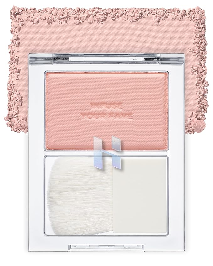 HOLIKA HOLIKA Infusing Blush with Brush - Lightweight, Smooth, Blendable Cheek Blusher, Sebum-Control, Natural Pore Coverage, Built-In Brush, Long-Lasting Pigment for Romantic Mood (04 MOOR)-BrightBean Baby